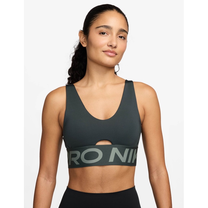 Pro Indy Plunge Medium-Support Sports Bra – Seaweed/Clay Green/White