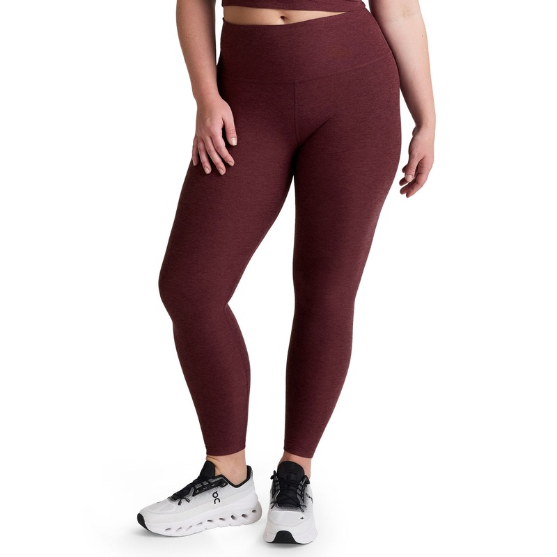 Spacedye Caught In The Midi High Waisted Legging – Midnight Burgundy Heather