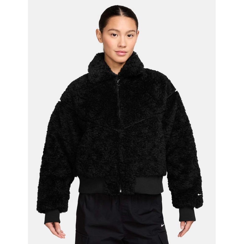 Sportswear Essential Fur Bomber Jacket – Black/Sail