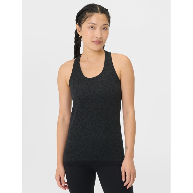 Athlete Seamless Workout Vest – Black Leo Spots Jacquard
