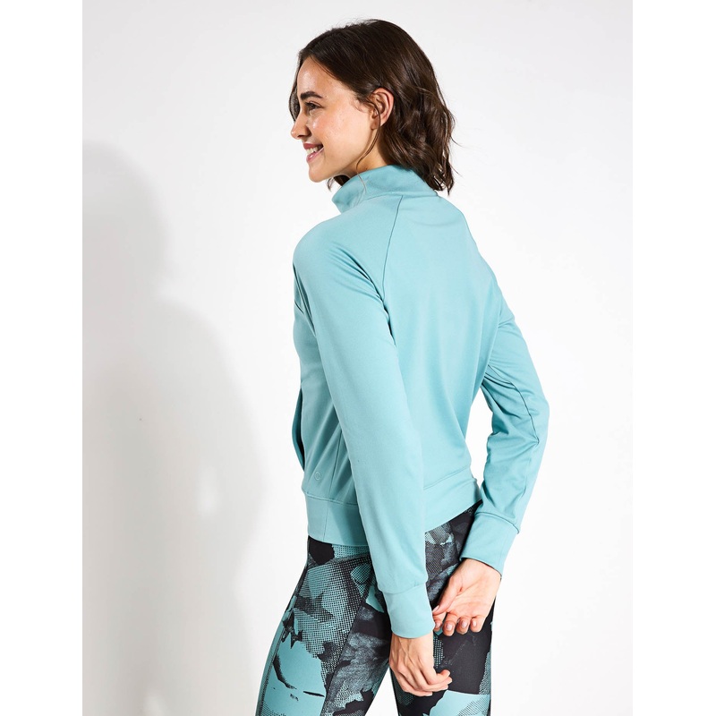 Funnel Neck Half Zip Yoga Top – Dusted Aqua