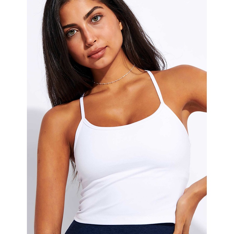 Spacedye Slim Racerback Cropped Tank – White Light