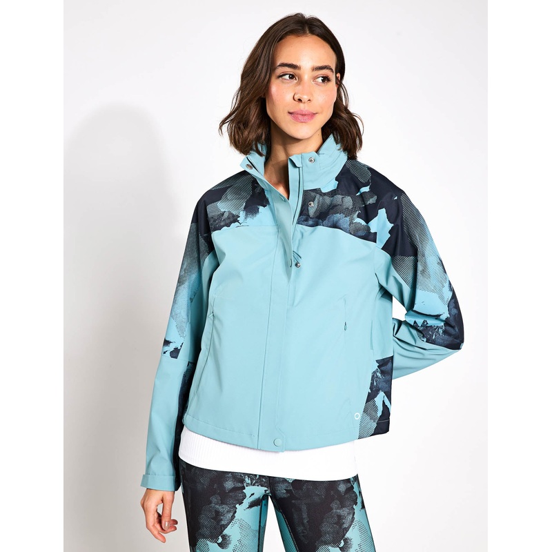 Waterproof Hooded Cropped Sports Jacket – Dusted Aqua