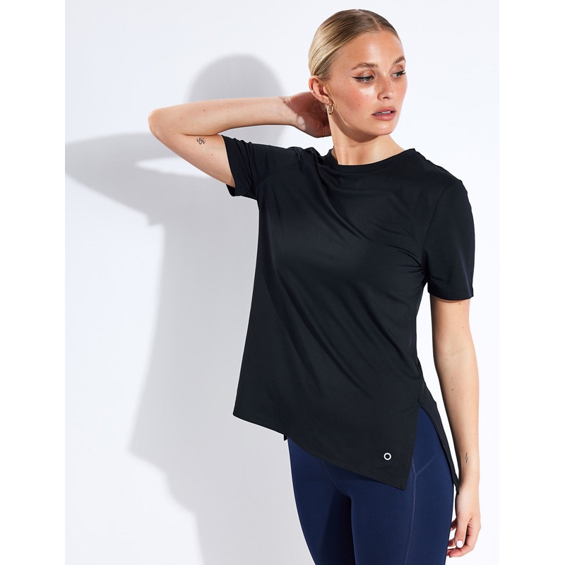 Scoop Neck Mesh Back T-shirt – Black