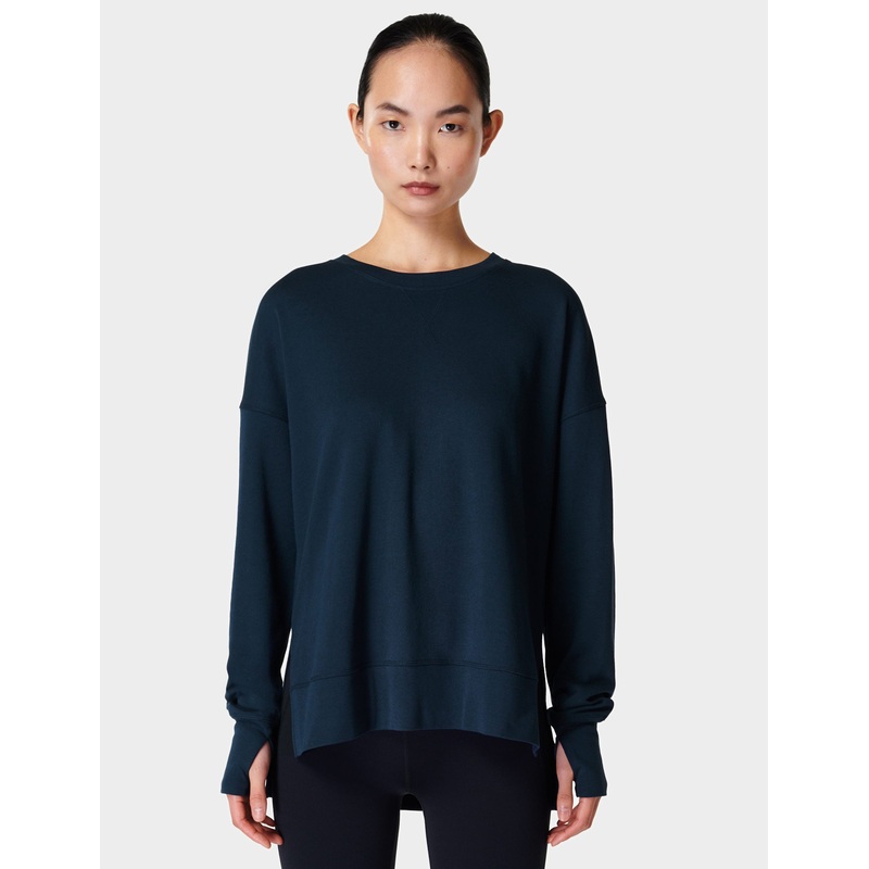 After Class Longline Sweatshirt – Navy Blue