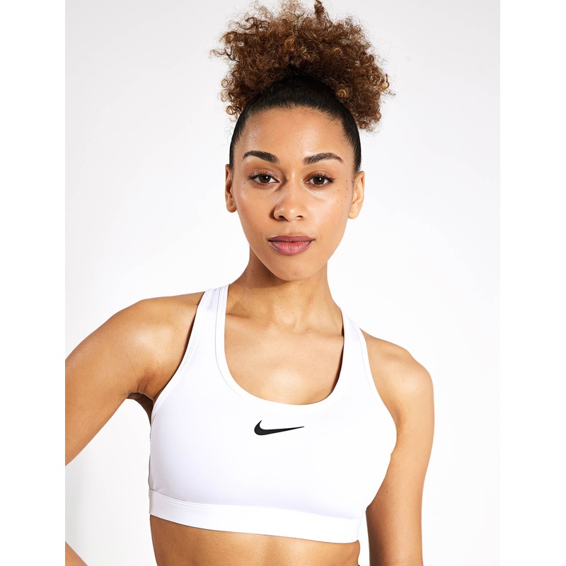 Swoosh Medium Support Bra – White/Stone Mauve/Black