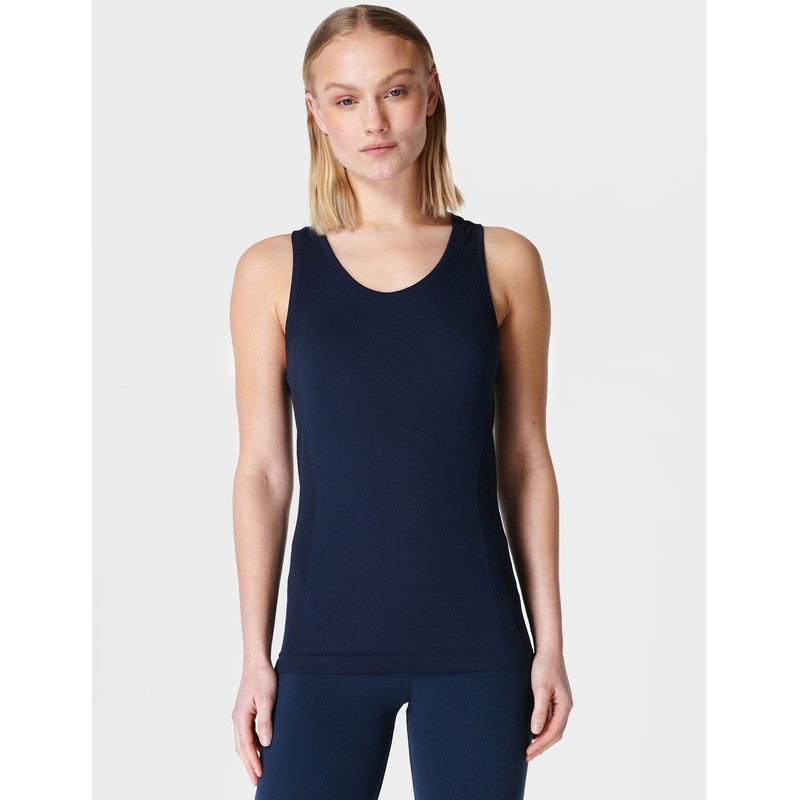 Athlete Seamless Gym Vest – Navy Blue