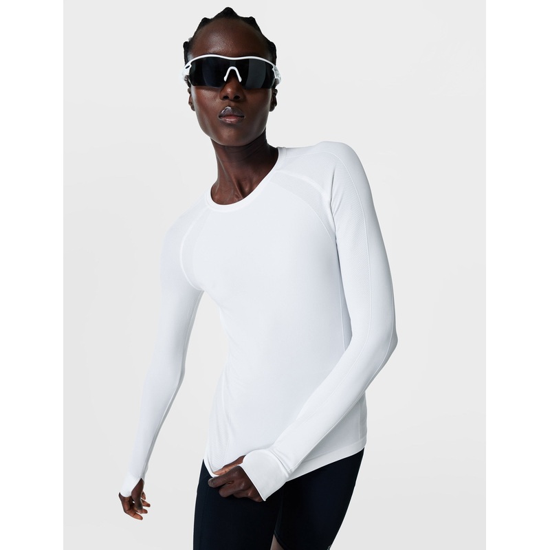 Athlete Seamless Workout Long Sleeve Top – White