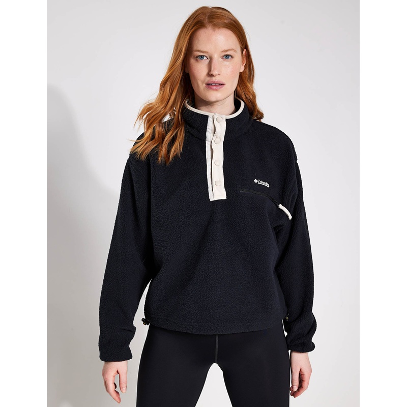 Helvetia Cropped Half Snap Fleece – Black