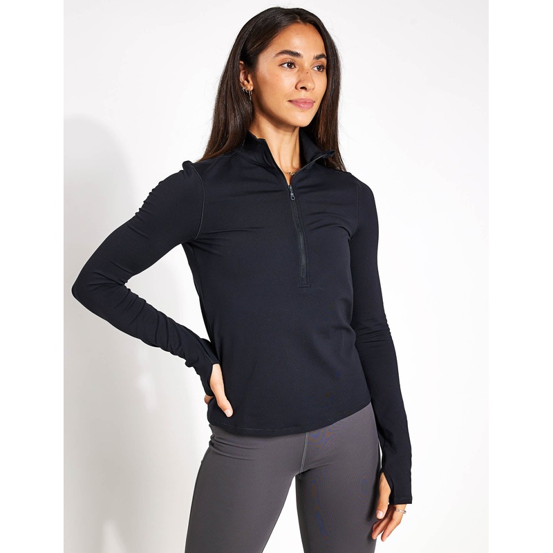 ReSet Mock Neck Half Zip – Black
