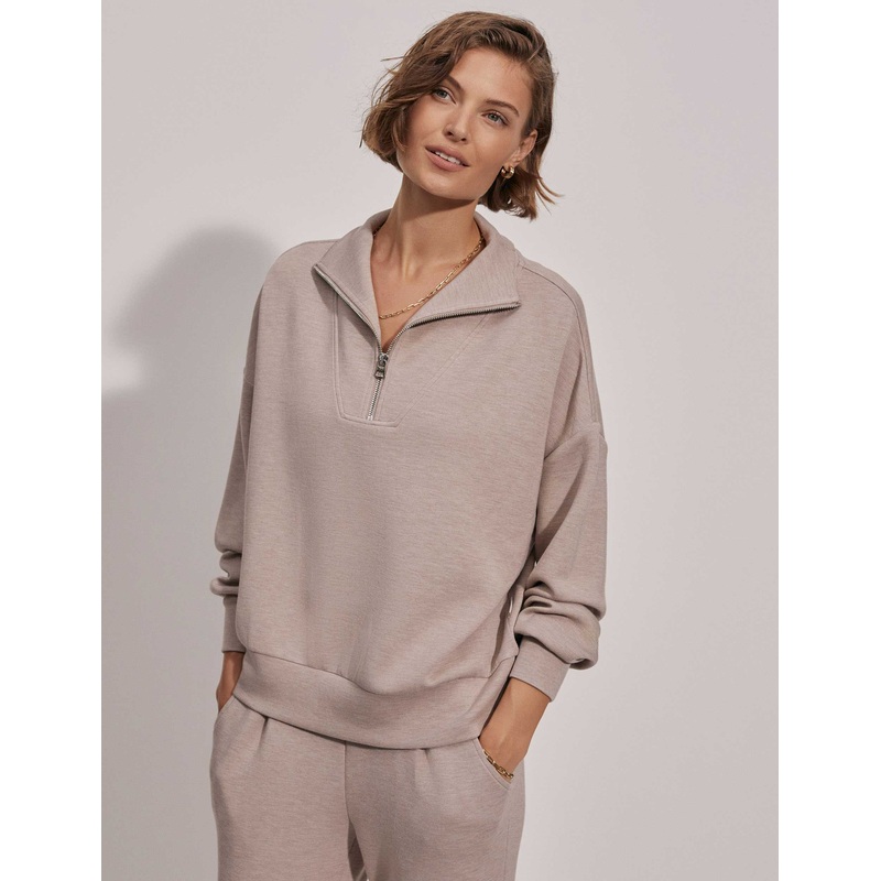 Hawley Half Zip Sweat – Taupe Marl