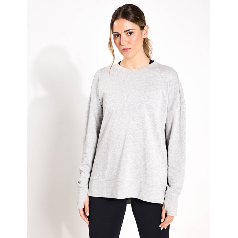 After Class Longline Sweatshirt – Light Grey Marl