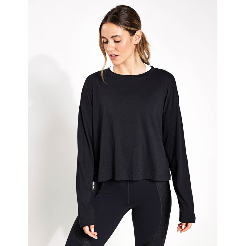 Essential Crop Long Sleeve T-Shirt – Black
