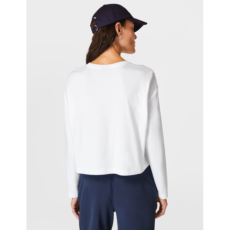 Essential Crop Long Sleeve T-Shirt – White
