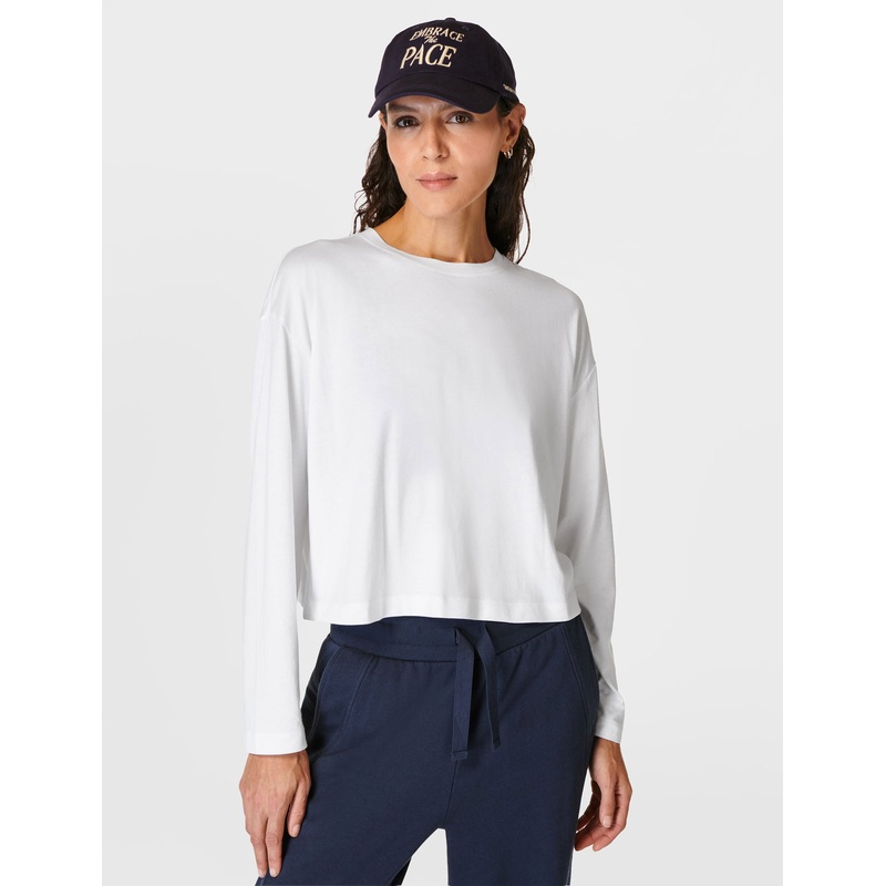 Essential Crop Long Sleeve T-Shirt – White