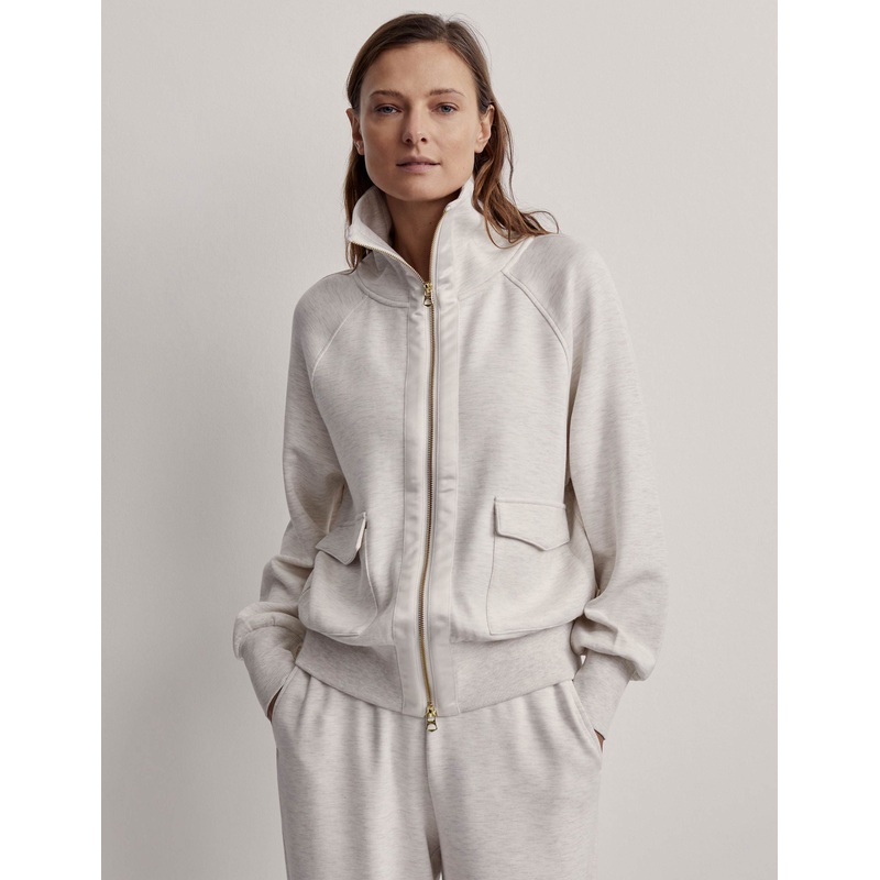 Roxbury Zip-Through Sweat – Ivory Marl