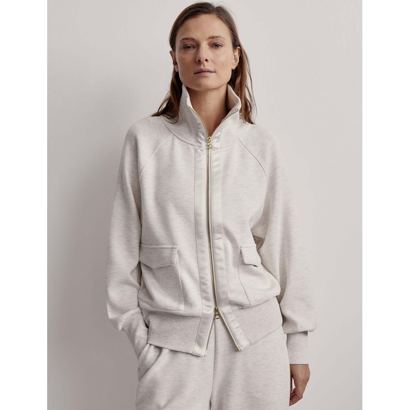Roxbury Zip-Through Sweat – Ivory Marl