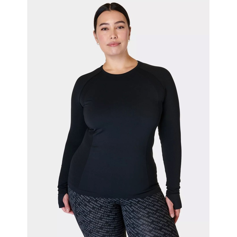 Athlete Seamless Gym Long Sleeve Top – Black
