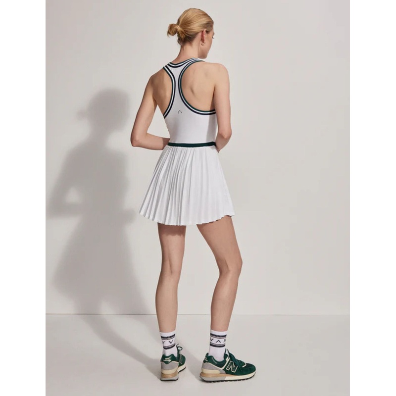 Jane Court Dress 28″ – White/Forest