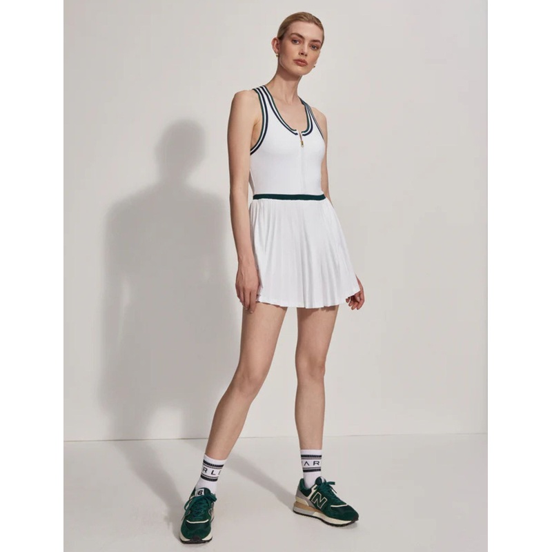 Jane Court Dress 28″ – White/Forest