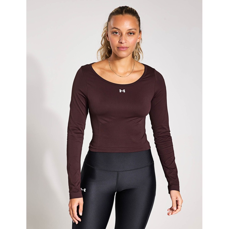 Train Seamless Long Sleeve – Brown Obsidian/White