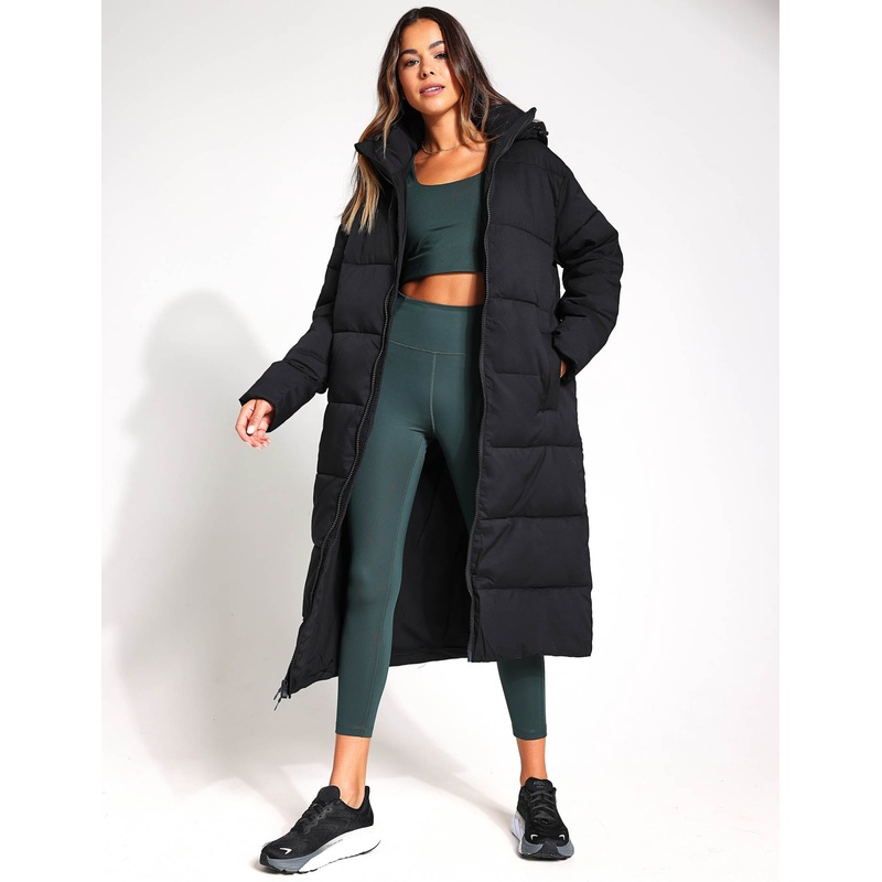 Long Puffer Jacket – Black