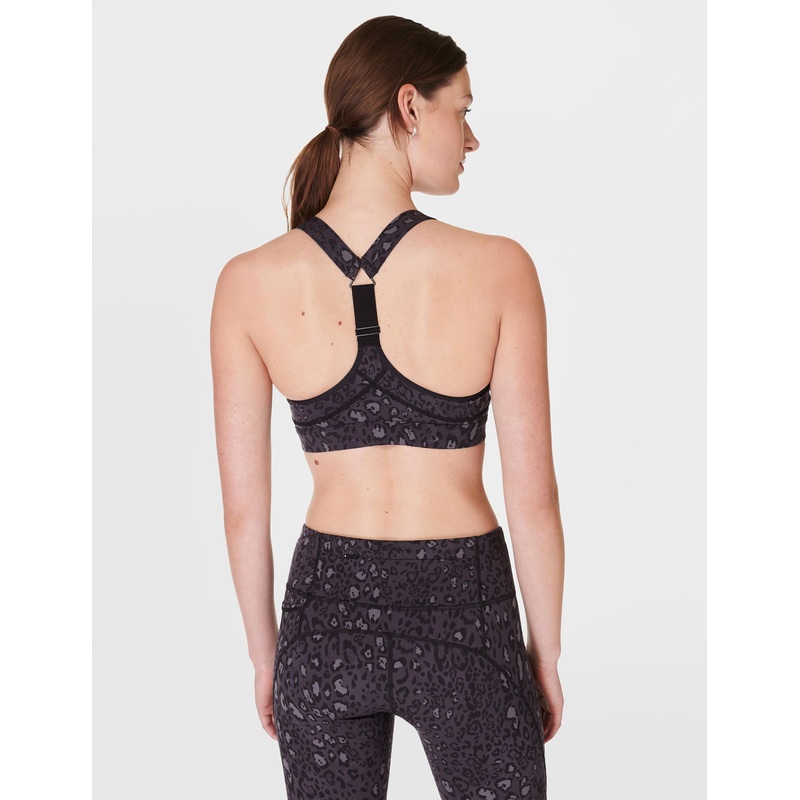 Power Medium Support Sports Bra – Black Luxe Leopard Print
