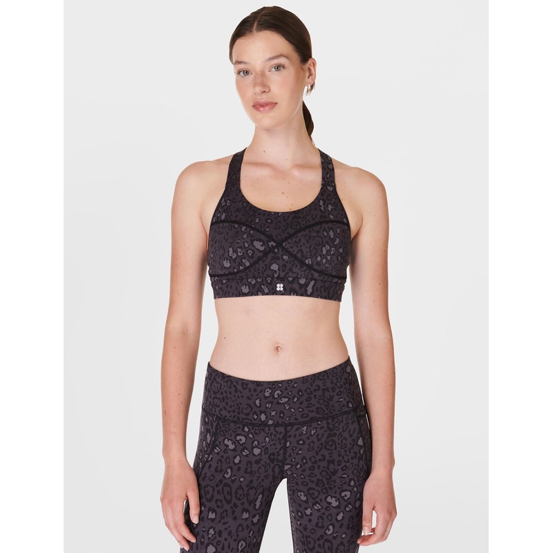 Power Medium Support Sports Bra – Black Luxe Leopard Print