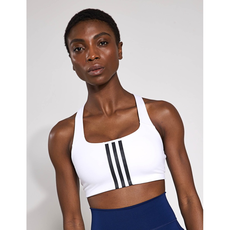 Powerimpact Training Medium-Support 3-Stripes Bra – White