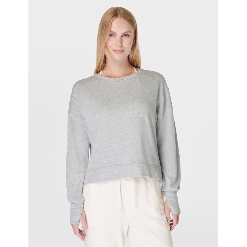 After Class Crop Sweatshirt – Light Grey Marl