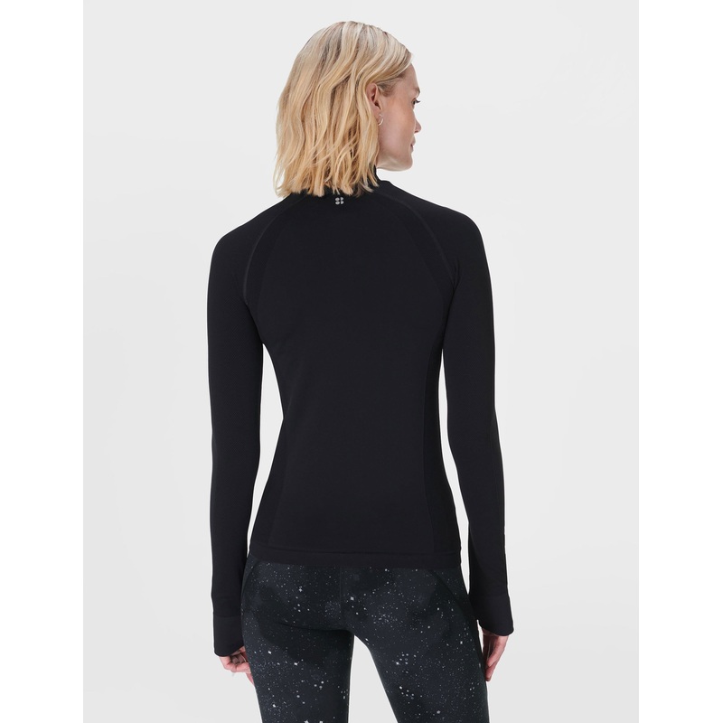 Athlete Seamless Workout Zip Up – Black