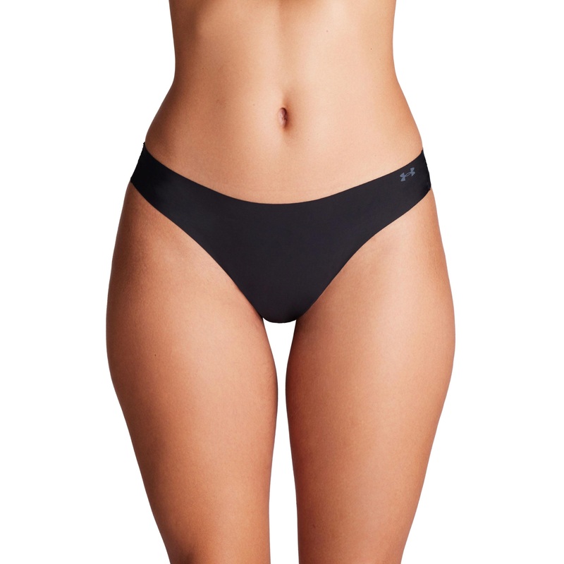 Pure Stretch 3-Pack No Show Thong – Black/Steel