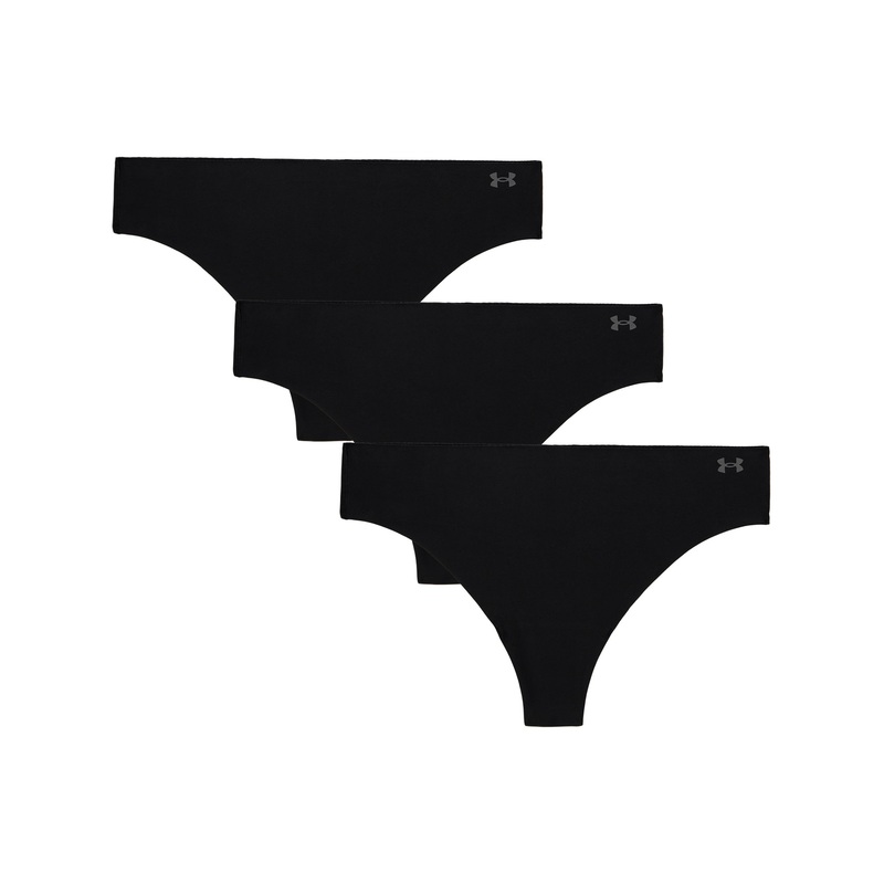 Pure Stretch 3-Pack No Show Thong – Black/Steel