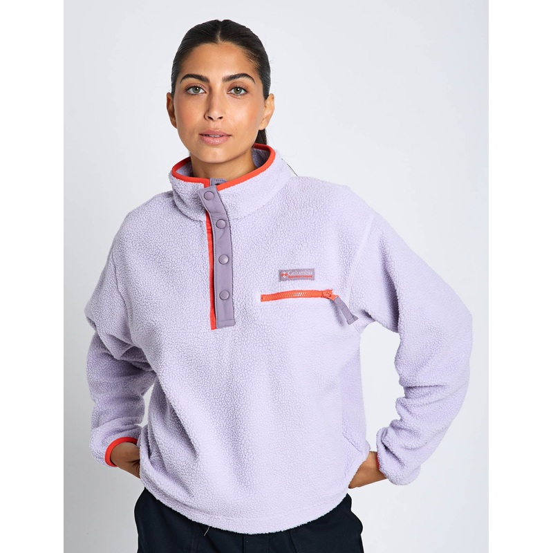 Helvetia II Cropped Sherpa Half Snap Fleece – Lavender Pearl/Shale Purple/Zing