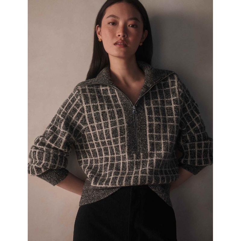 Furley Half Zip Knit – Charcoal Marl