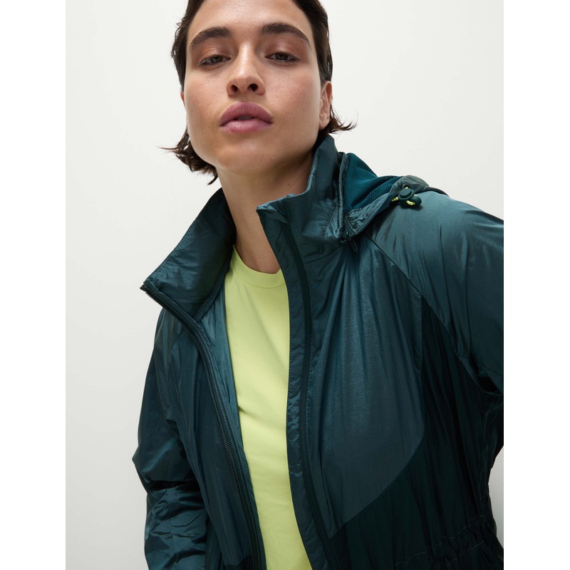 Iridescent Hooded Running Jacket with Stormwear – Dark Turquoise