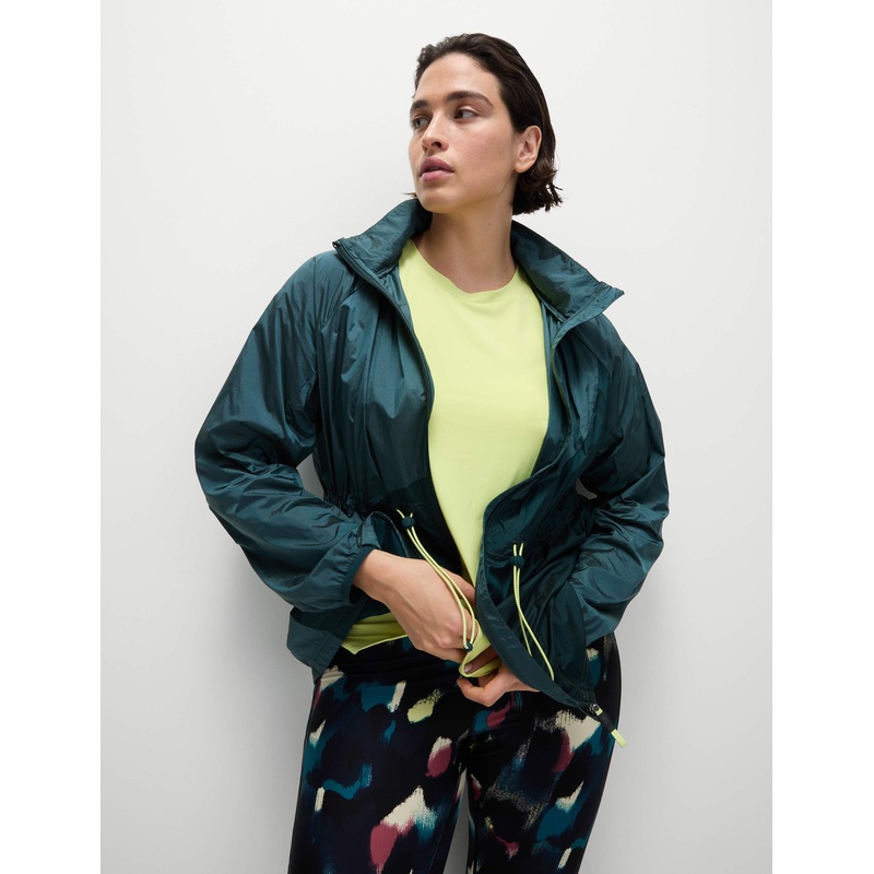 Iridescent Hooded Running Jacket with Stormwear – Dark Turquoise