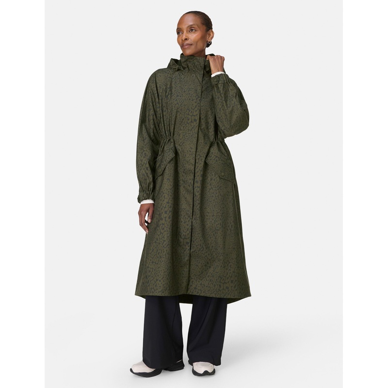 Motion Technical Longline Parka – Large Green Leopard Print
