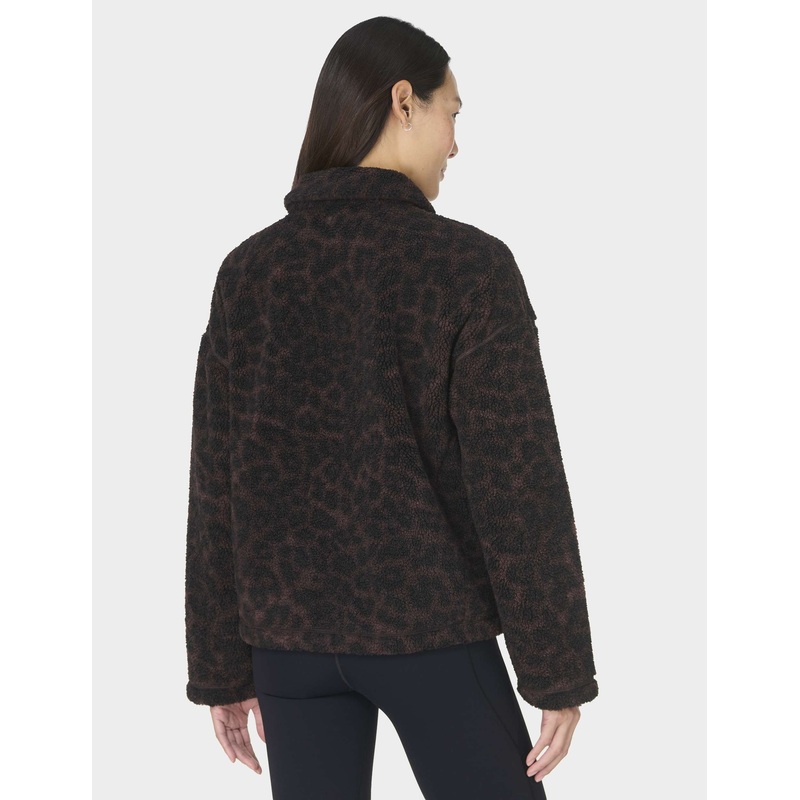 Plush Collared Fleece – Large Brown Leopard Print