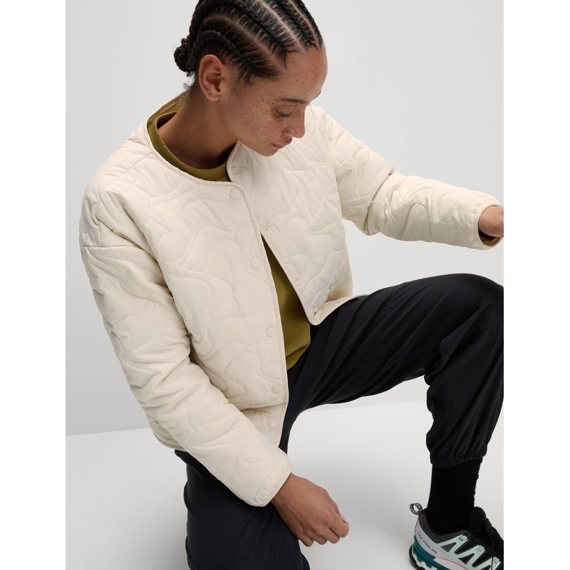 Quilted Lightweight Collarless Jacket – Ivory