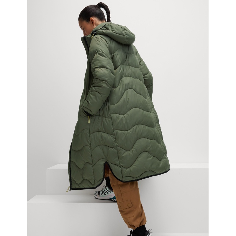 Stormwear Quilted Hooded Longline Puffer Coat – Dark Khaki