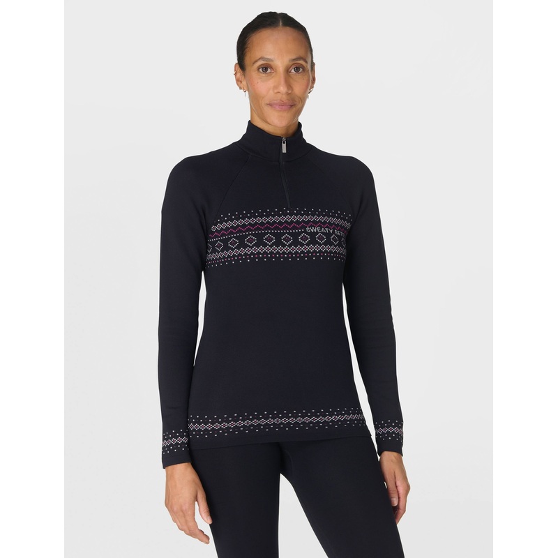 Fairisle Novelty Half Zip Base Layer – Black Fairisle Jacquard