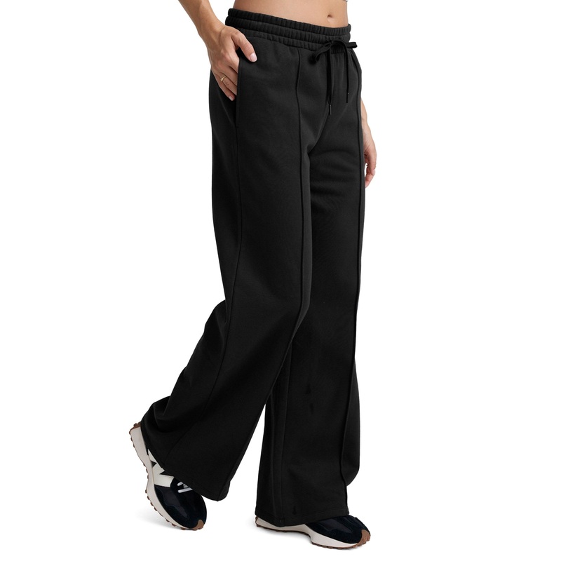 LuxeFleece Pintuck Wide Leg Pant – Black