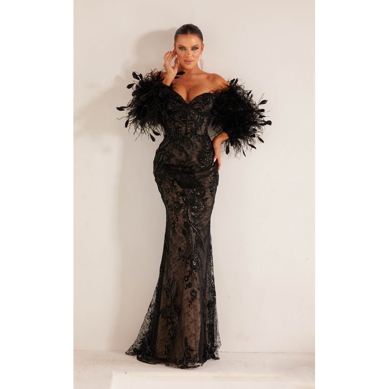 Terani 241E2479 Dress Black-Nude