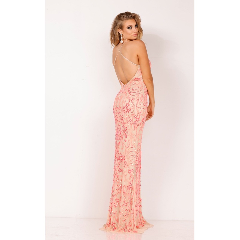 Abby Paris 90134 Dress Nude-Coral