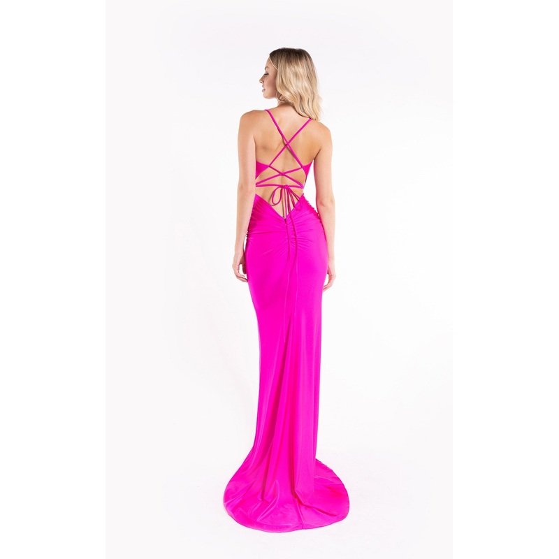Abby Paris 90173 Dress Neon Fuchsia