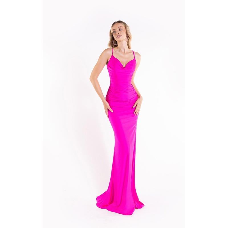 Abby Paris 90173 Dress Neon Fuchsia