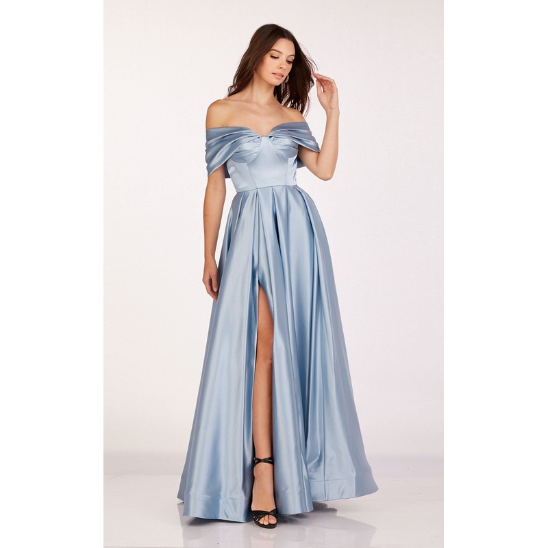 Abby Paris 90222 Dress Dusty Blue