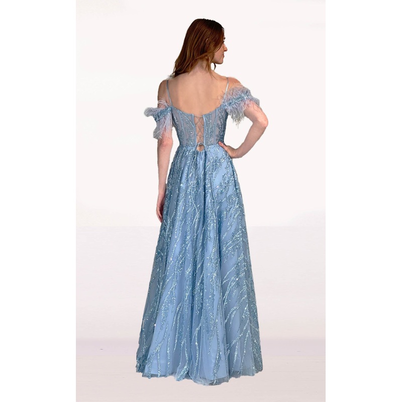 Abby Paris 90270 Dress Dusty Blue