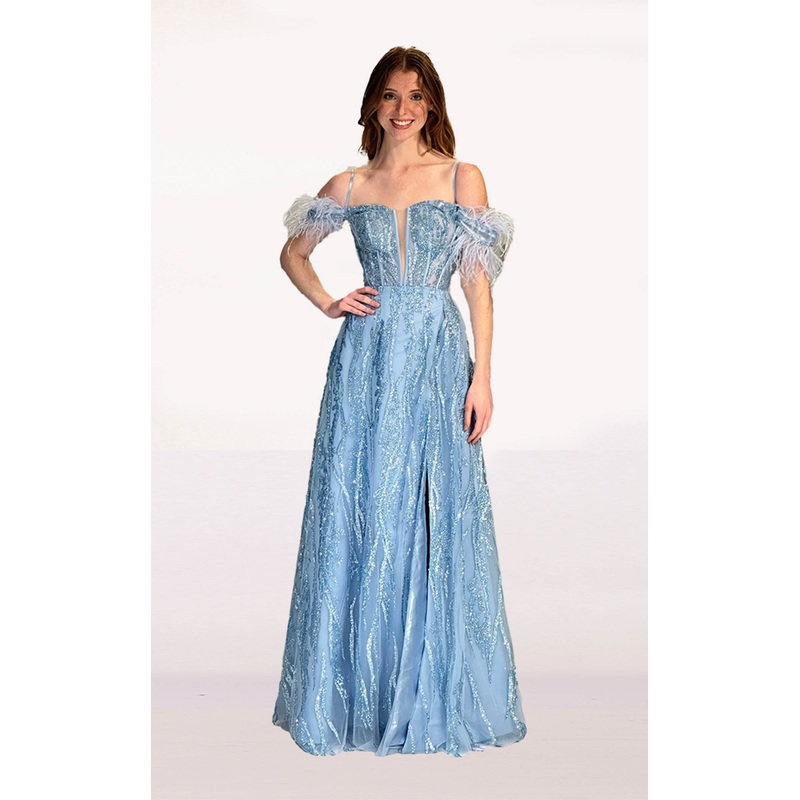 Abby Paris 90270 Dress Dusty Blue